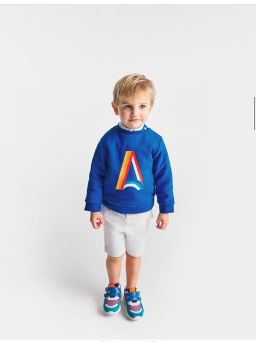 Jacadi Blue Pullover Sweatshirt with Rainbow Triangle Graphic